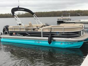 2019 SunTracker Party Barge 22 DLX Pontoon boat Lettering from Samuel P, CT