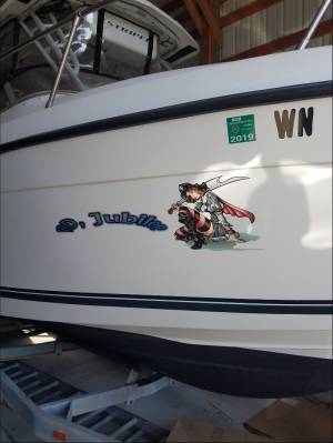 This is on my boat looks great Lettering from Gary K, WA