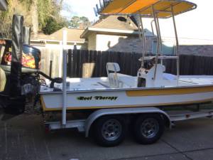 Black and Yellow boat lettering -Reel Therapy