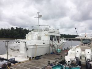 2001 Mainship 430 trawler boat Lettering from SAMUEL R B, MA