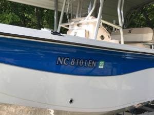 2020 Carolina Skiff Boat registration  Lettering from Jimmy  O, NC