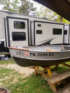 My little 12 foot aluminum boat.  Lettering from Joseph R, SC