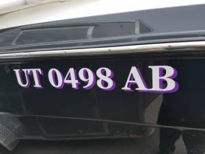 2016 Yamaha 242 E series Boat registration and  the boats name Lettering from Albert H, UT